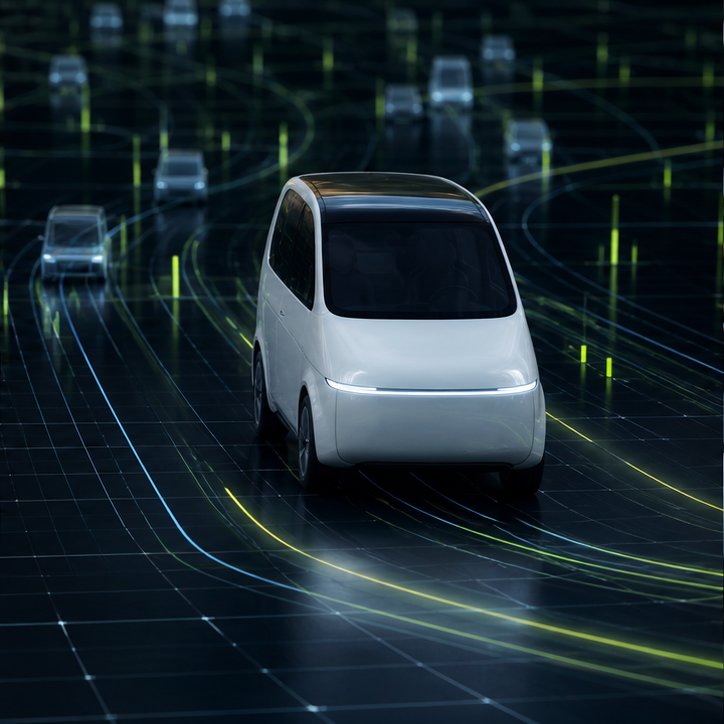 データグリッド上を走るRobotaxiの編集イメージ